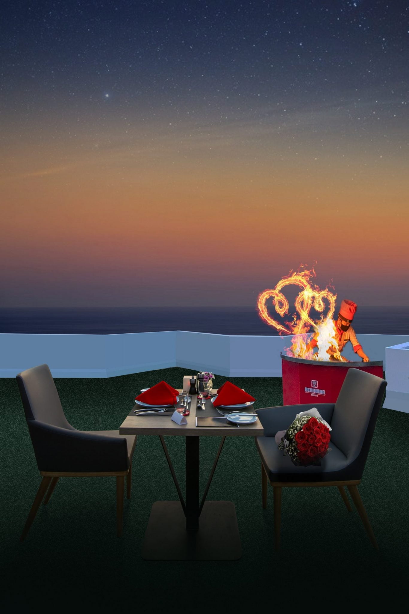 Kiss from up above at Benihana Pattaya