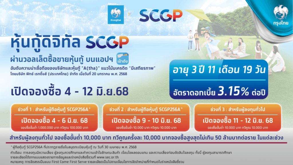 Scgp Football เตรียมจองซื้อ “หุ้นกู้ดิจิทัล SCGP” บนแอปฯ “เป๋าตัง” ดอกเบี้ย 3.15% ต่อ ...