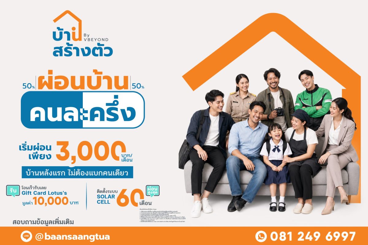 “บ้านสร้างตัว” ชูโมเดล “เลือกทำเลได้ รีโนเวทให้” สร้างโอกาสคนไทยเข้าถึงการมีบ้าน พร้อมเปิดโปรฯ ผ่อนบ้านคนละครึ่ง กระตุ้นกำลังซื้ออสังหาฯ ทั่วประเทศ https://www.thaipr.net/wp-content/uploads/2026/07/Promotion-%E0%B8%9A%E0%B9%89%E0%B8%B2%E0%B8%99%E0%B8%AA%E0%B8%A3%E0%B9%89%E0%B8%B2%E0%B8%87%E0%B8%95%E0%B8%B1%E0%B8%A7-by-%E0%B8%A7%E0%B8%B5%E0%B8%9A%E0%B8%B5%E0%B8%A2%E0%B8%AD%E0%B8%99%E0%B8%94%E0%B9%8C-907decbf-scaled-e1784791780176.jpg